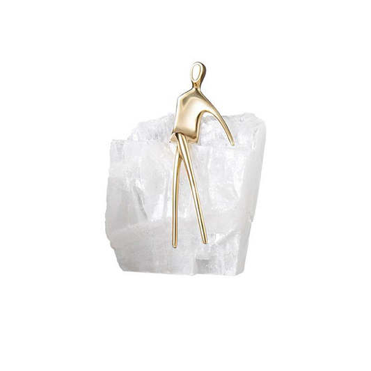 Abstract Gold Figure and Natural Crystal Sculptur-GD21