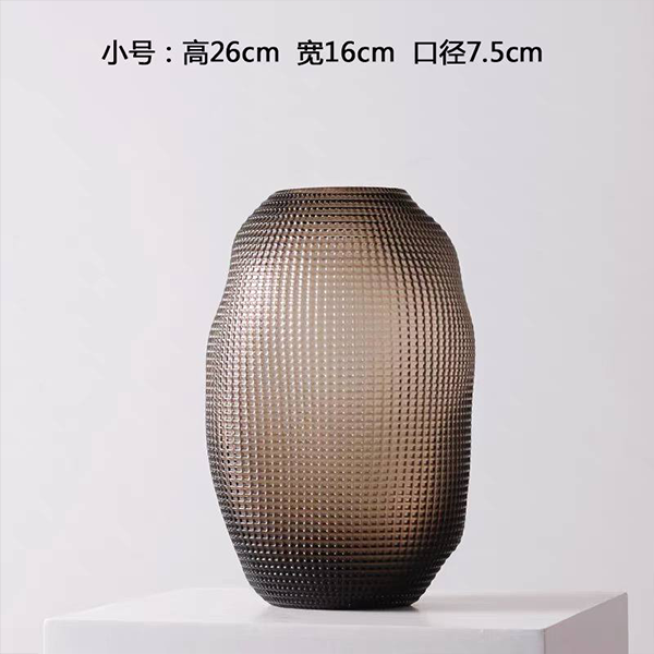 Set of 2 Ribbed Glass Vases-GD25