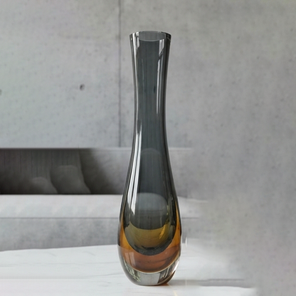 Amber & Charcoal Art Glass Floor Vase-MM227