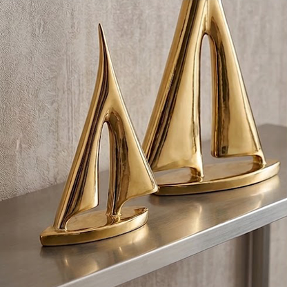 Set Golden Sailboat Statues-GD34