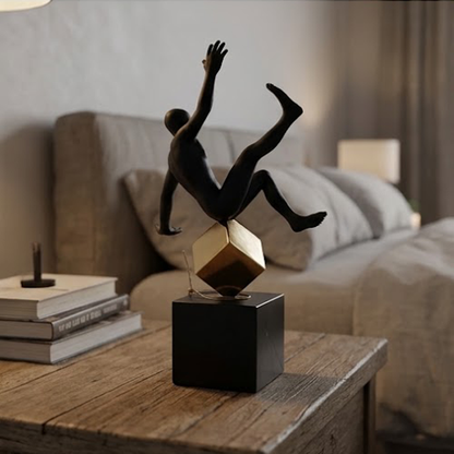 Abstract Balance Man on Cube Sculpture-LY16
