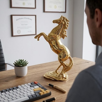 Golden Rearing Stallion Porcelain Figurine-GH91