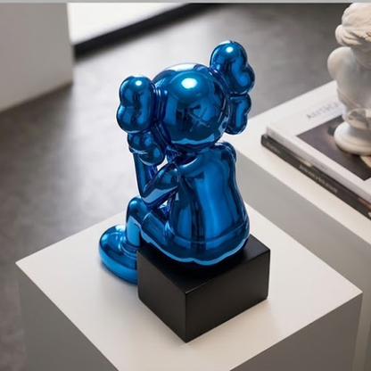 Modern Luxury Metallic KAWS Style Sitting Statue-MM179