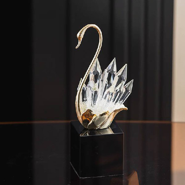 Golden and crystal swan statues-GD39