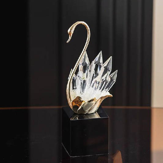 Golden and crystal swan statues-GD39