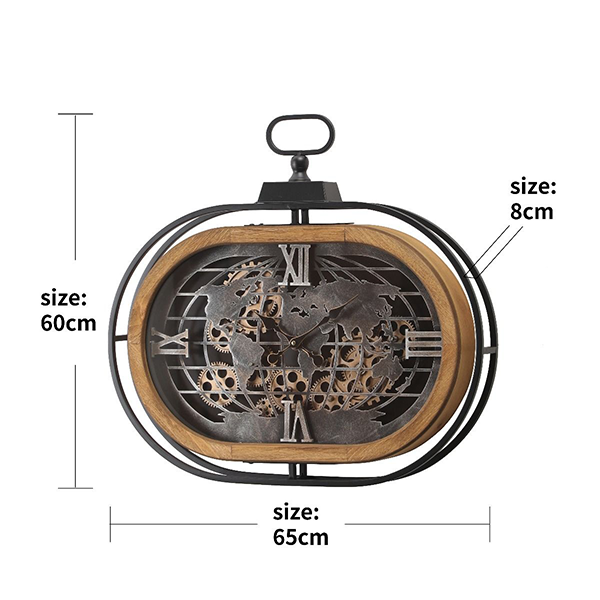 Oval Atlas Columbus Exposed Moving Gear Wall Clock-MM130