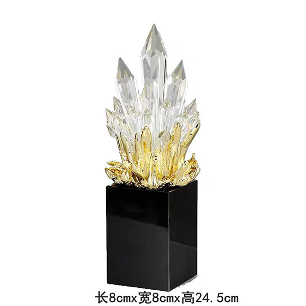 Crystal and Gold Geode Statues-GD37