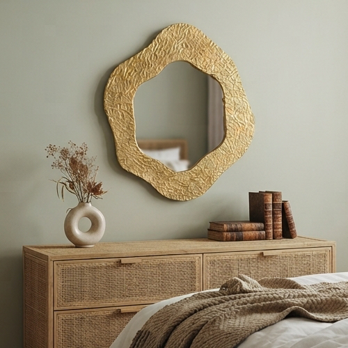 Golden Abstract Wall Mirror-JD46