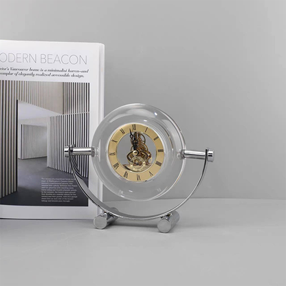 Modern Glass Sphere Skeleton Table Clock-GD17