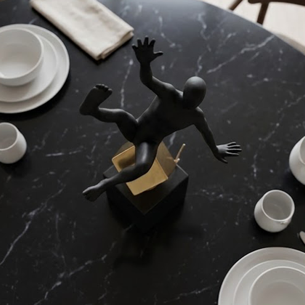 Abstract Balance Man on Cube Sculpture-LY16