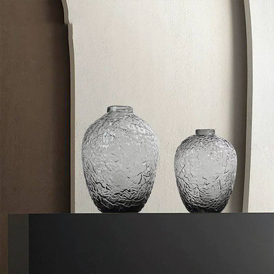 Set of 2 Textured Glass Vases-GD28