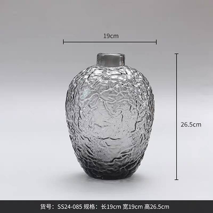 Set of 2 Textured Glass Vases-GD28