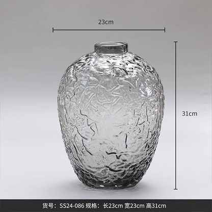 Set of 2 Textured Glass Vases-GD28